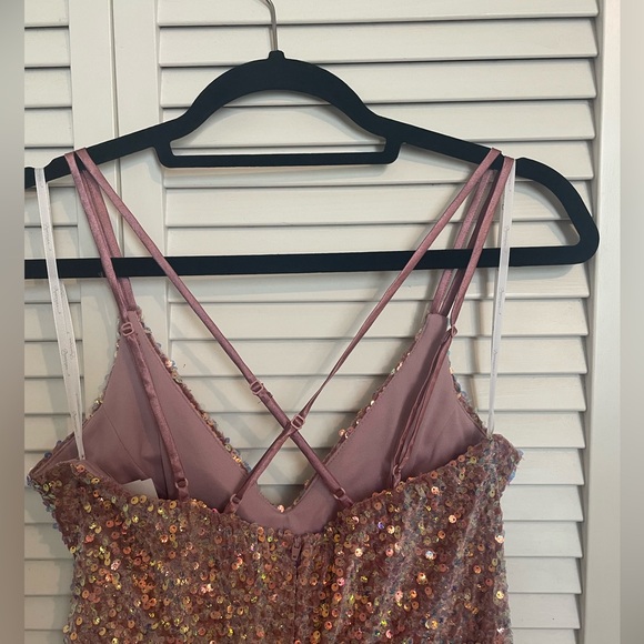 Mauve/Pink Sequin & Velvet Floor-Length Gown - Picture 11 of 11